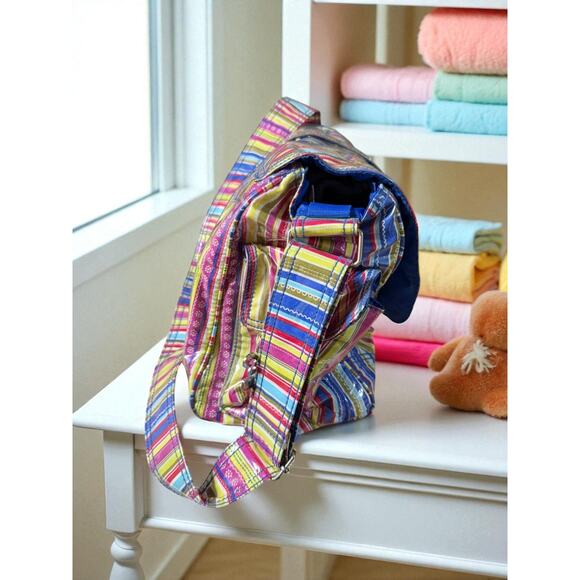 Kalencom Diaper Bag w/ Insulated Bottle Holder NWT Striped Waterproof Vinyl - Picture 6 of 8